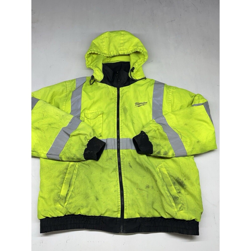 Milwaukee M12 Heated Gear Hi-Vis Yellow Reflective Hooded Jacket XXL NO BATTERY
